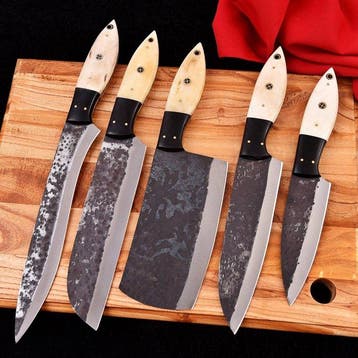 Keukenmes - Chefs knife - kamelenbot en geslagen staal -