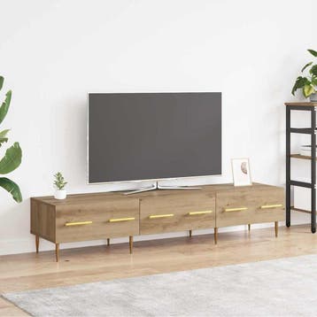 vidaXL TV-kast met lade Artisan Eiken 150 x 36 x 30 cm, Minder dan 50 cm, Verzenden, Nieuw, Minder dan 100 cm