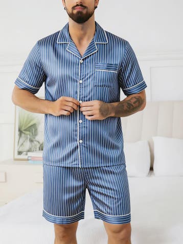 Heren Zomer Pyjama Set Korte Mouw - Zacht & Comfortabel Nach, Verzenden, Nieuw
