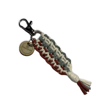 Sleutelhanger Cookie Rood/Wit/Groen - Katoen - Macramé -, Verzamelen, Sleutelhangers, Ophalen of Verzenden, Nieuw, Overige typen