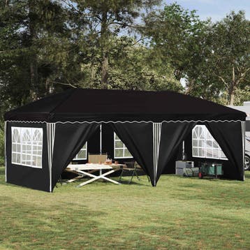 vidaXL Pop-up partytent 575 x 288 x 245 cm Zwart, Verzenden, Nieuw, Partytent