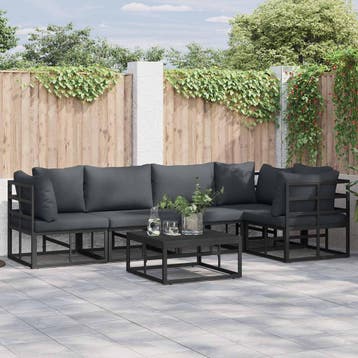 vidaXL Tuinbankenset 5 st Zwart Aluminium, Tuin en Terras, Verzenden, Nieuw, Aluminium, 5 zitplaatsen