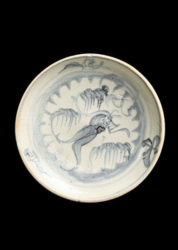 Oud-Chinees Blauw-wit porselein Tek Sing-bord met feniks