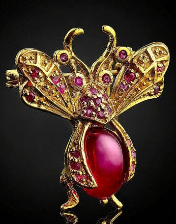Zonder minimumprijs - Broche Robijn Bij Broche - 925