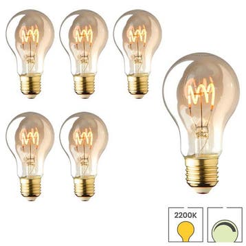 Set van 6 LED lampen E27 | 2 watt dimbaar | 2200K extra warm, Verzenden, Nieuw, E27 (groot), Overige typen