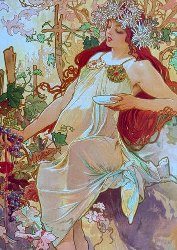 Marie Alphonse Mucha - “Autumn, 1900”. Gesigneerd in de