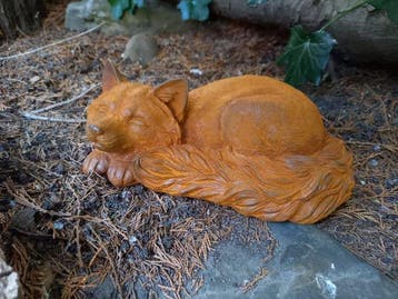 sculptuur, Tuinbeeld Liggende Vos - 29 cm - Gietijzer