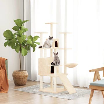 vidaXL Kattenmeubel met sisal krabpalen 154 cm crèmekleurig, Dieren en Toebehoren, Katten-accessoires, Verzenden, Nieuw
