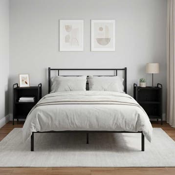 vidaXL Nachtkastje 2 st Zwart eiken 40 x 30 x 60 cm Bewerkt, Minder dan 45 cm, Verzenden, Nieuw, 55 tot 70 cm