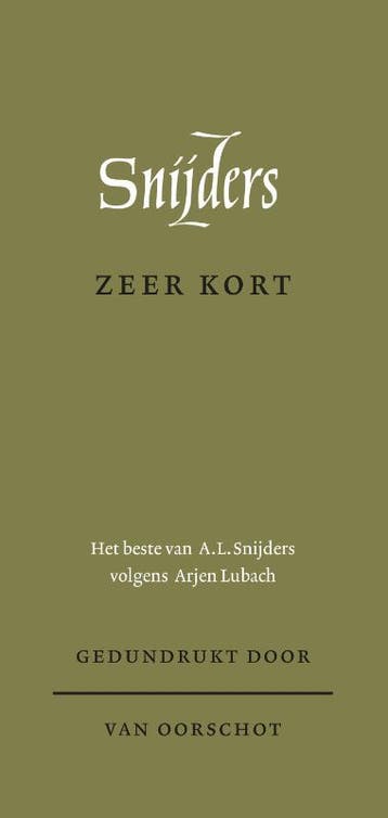 Zeer Kort | A.L. Snijders | Nieuw, Ophalen of Verzenden, Nieuw, A.L. Snijders