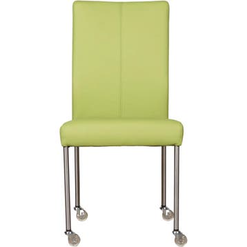 Set van 6 Leren eetkamerstoelen Comfort met wieltjes -, Huis en Inrichting, Stoelen, Ophalen of Verzenden, Nieuw, Leer