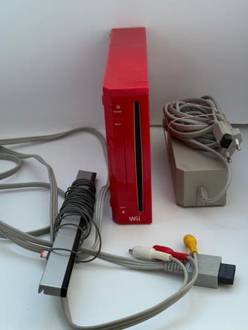 Nintendo Wii Rood 1e model met alle Kabels RVL-001, Verzenden, Gebruikt