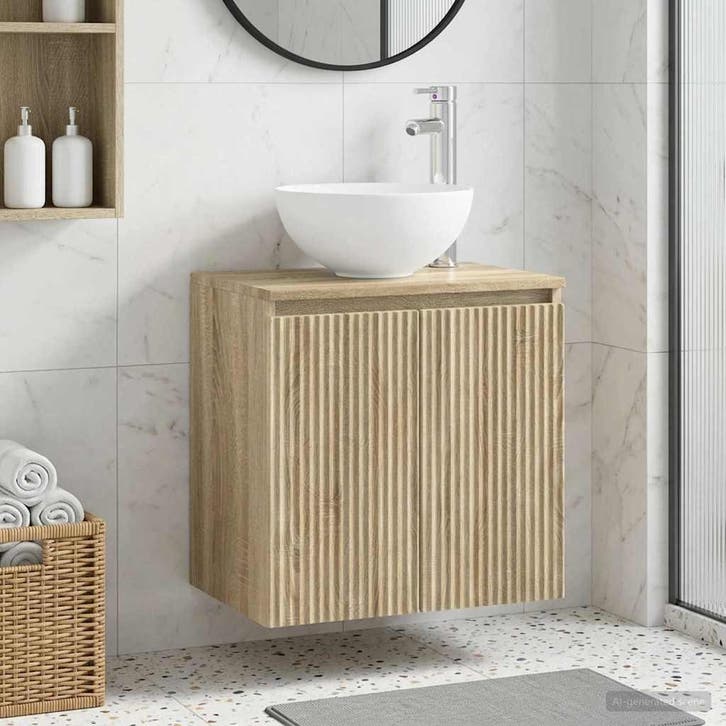 vidaXL Wandgemonteerde wastafelmeubel Sonoma Eiken 49,5 x 41, Huis en Inrichting, Tafels | Kaptafels, Nieuw, Verzenden