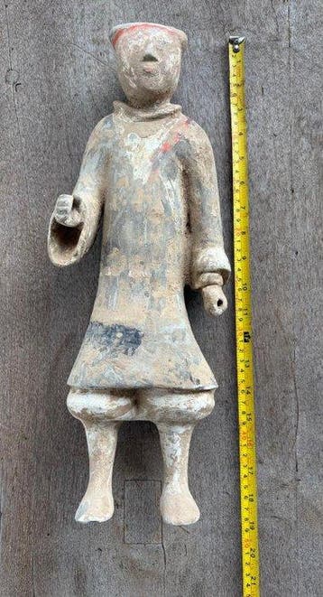 Oud-Chinees, Han-dynastie Terracotta Mingqi-krijger - 46 cm