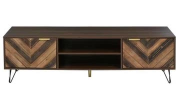 TV-meubel 155 cm – Houten lowboard met deuren en gouden acce, Verzenden, Nieuw