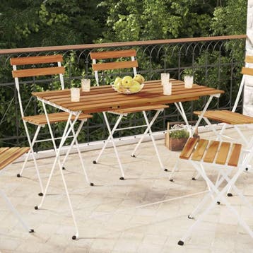 Bistrotafel Acaciahout 100cm | Retourdeal 69% Korting, Huis en Inrichting, Tafels | Eettafels, Gebruikt, 100 tot 150 cm, Modern, inklapbaar