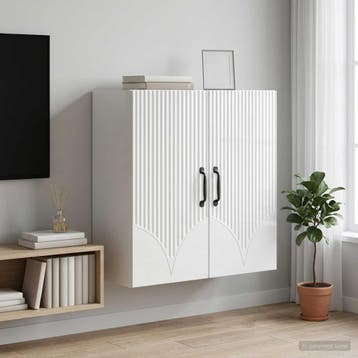 vidaXL Wandkast 59 x 31 x 60 cm Bewerkt hout Hoogglans Wit, Verzenden, Nieuw
