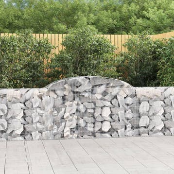 vidaXL Schanskorf gewelfd 300x30x80/100 cm gegalvaniseerd, Tuin en Terras, 100 cm of meer, Verzenden, Nieuw, Metaal