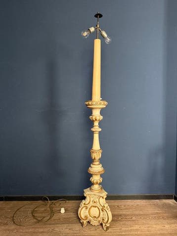 Staande lamp - Hout, Messing, Metaal - Barokke