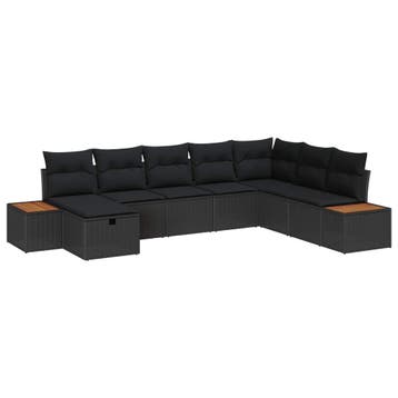 vidaXL Tuinbankenset 8 st Zwart poly rattan, Verzenden, Nieuw, 8 zitplaatsen