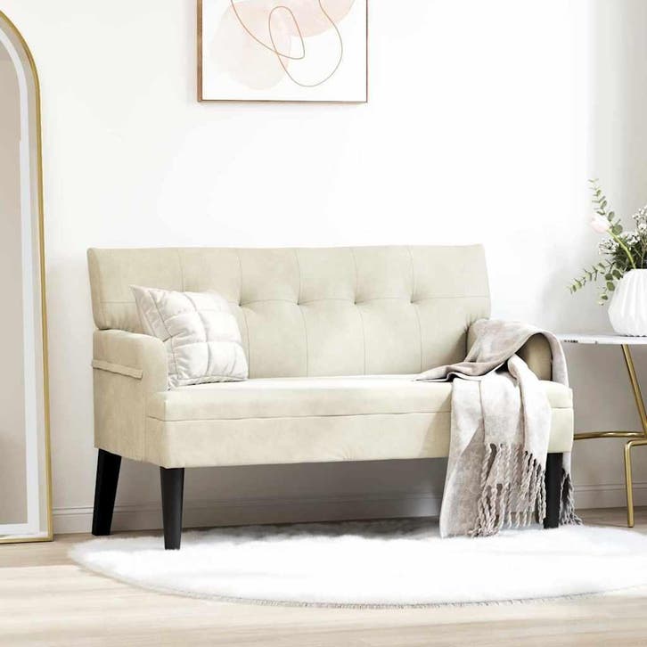 vidaXL Chesterfield Bank Crème 112 x 65,5 x 75 cm Fluweel, Huis en Inrichting, Banken | Bankstellen, Nieuw, Minder dan 150 cm