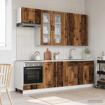 vidaXL Keukenblok KALMAR 8 pcs Oud hout Bewerkt hout, Verzenden, Nieuw, Bruin