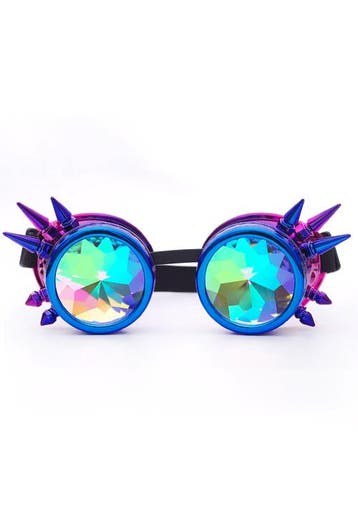KIMU® Goggles Steampunk Bril Spikes Blauw Roze Montuur Calei, Kleding | Dames, Ophalen of Verzenden, Nieuw, Carnaval