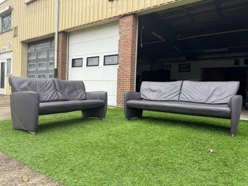 Bankstel JORI JR-3250 Angel grijs leren bank 3+2 zits, Huis en Inrichting, Banken | Bankstellen, Design, Rechte bank, Vierpersoons of meer