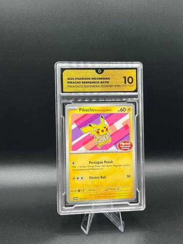 Pokémon - 1 Graded card Batik Pikachu 190 Promo card - GG 10, Nieuw
