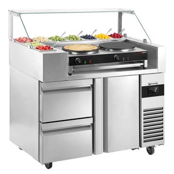 GGM Gastro | Saladette - 1210x700mm - 1 deur + 2 lades - |, Verzenden, Nieuw in verpakking, RVS Meubilair
