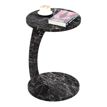 Bijzettafel Holeby marmerlook zwart 56x38 cm [en.casa], Verzenden, Nieuw