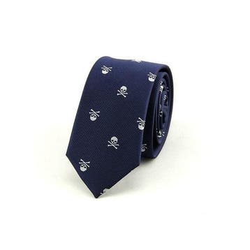 Blauw Wit Schedel Stropdas, Verzamelen, Overige Verzamelen, Verzenden, Nieuw
