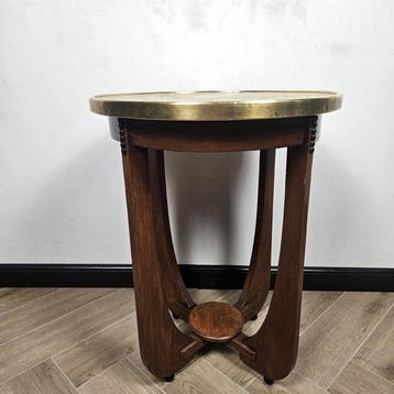 Bijzettafel - Messing blad - Hout, Messing - Amsterdamse