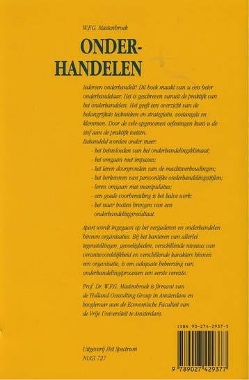 Onderhandelen 9789027429377 W.F.G. Mastenbroek, Verzenden, Zo goed als nieuw, W.F.G. Mastenbroek