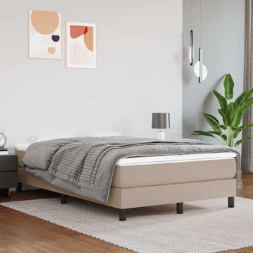 vidaXL Boxspring bed kunstleer cappuccinokleurig 120x200 cm, Overige materialen, Bruin, Verzenden, Nieuw