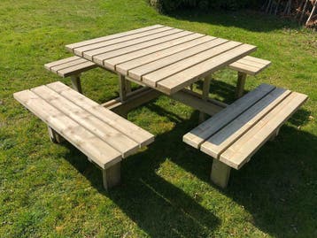 Picknicktafel vierkant geïmpregneerd vuren NIEUW, Ophalen of Verzenden, Nieuw, Vierkant, Hout