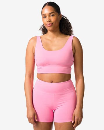 HEMA Sportbh light support zonder beugel roze, Verzenden, Roze
