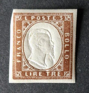 Italiaanse oude staten - Sardinië 1861 - 3 Lire,, Gestempeld