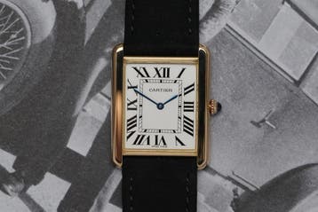 Cartier Tank Solo Large 2742 Goud 2008, Overige merken, Leer, Polshorloge, Ophalen of Verzenden