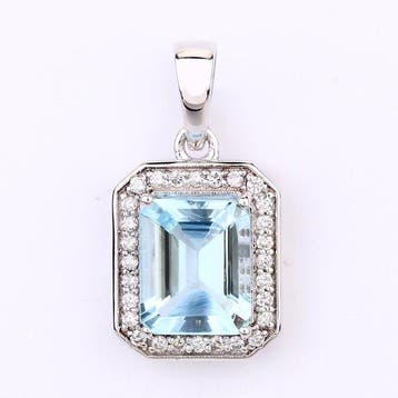 Hanger - 14 karaat Witgoud - 1.83ct. tw. Aquamarijn -