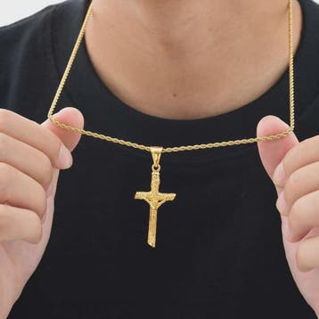 Heren RVS Kruis Ketting met Jezus Hanger - Religieuze Christ, Verzenden, Nieuw