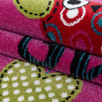 Rond Kindervloerkleed | Kids | Uilen | Roze | 120x120 cm, Verzenden, Nieuw
