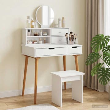 vidaXL Toilettafel Set FAUSKE 2 st Wit 76 x 50 x 103,5 cm, Verzenden, Nieuw