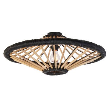 Oosterse plafondlamp bamboe met zwart 60 cm - Evalin, Verzenden, Nieuw