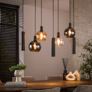 *WOONWINKEL* Design Hanglamp Met Glazen Bollen Zwart, Verzenden, Nieuw
