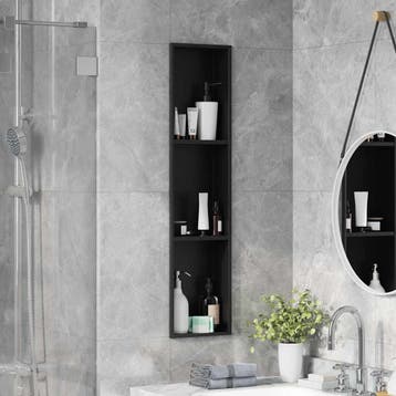 vidaXL Douche Niche Zwart 90 x 20 x 9,5 cm Roestvrij staal, Verzenden, Nieuw
