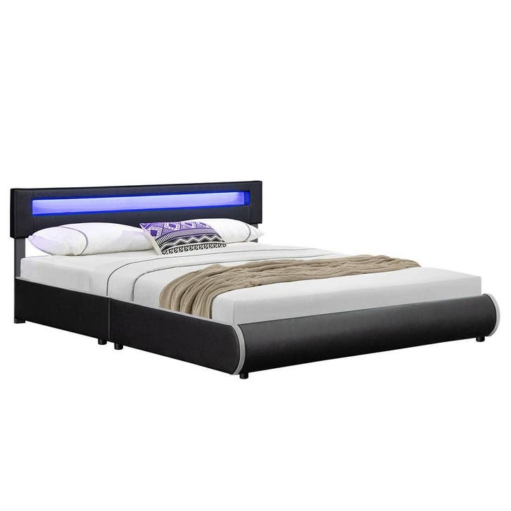 Gestoffeerd Bed Sevilla - 180 x 200 cm - Zwart, Huis en Inrichting, Slaapkamer | Bedden, Nieuw, Verzenden