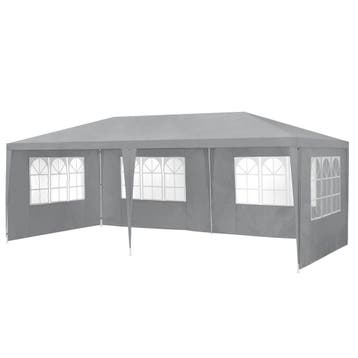 Paviljoen partytent met 6 zijwanden 6x3x2,55 m donkergrijs, Tuin en Terras, Verzenden, Nieuw