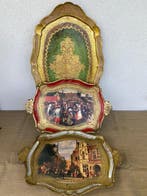 Dienblad (3) - Hout, hout-kunststofcomposieten - Florentijns, Antiek en Kunst