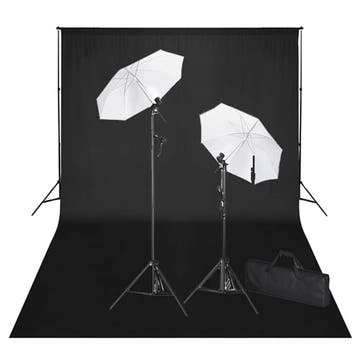 vidaXL Studioset met zwarte achtergrond en lampen 600x300 cm, Verzenden, Nieuw